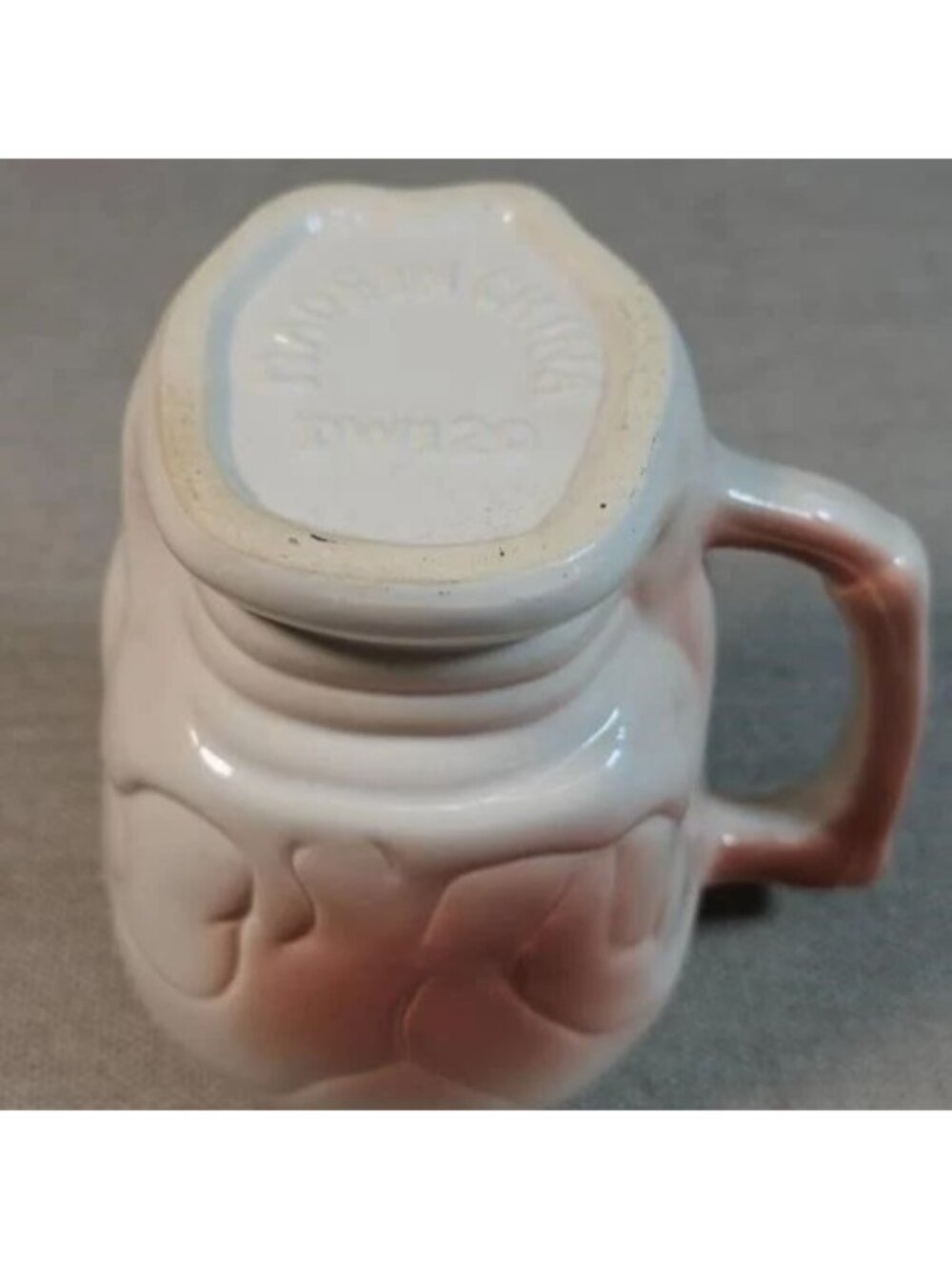 Vintage Ceramic Skull Mug Brown Pink Airbrush Glaze Halloween Gothic Decor - Picture 5 of 5